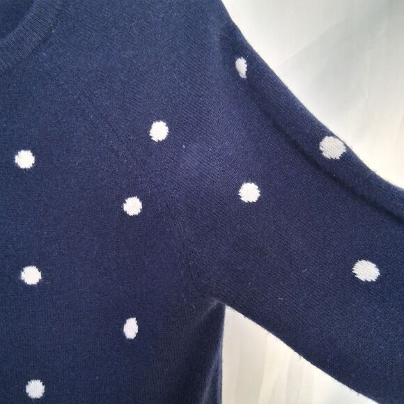 100% Cashmere Sweater Philosophy Navy/Frost White Polka Dot Size M - Picture 5 of 12